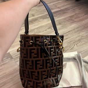 Fendi Brown & Black Monogram Mini Bucket Bag